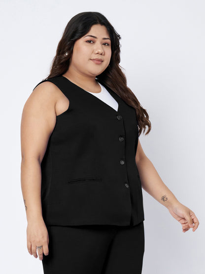 Plus Size Single-Breasted Waistcoat