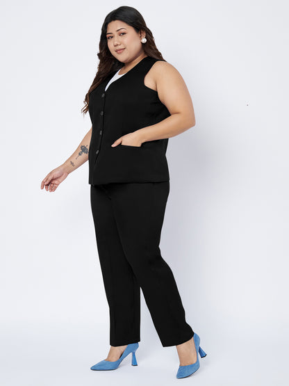 Plus Size Waistcoat With Trousers Two Pieces Suit