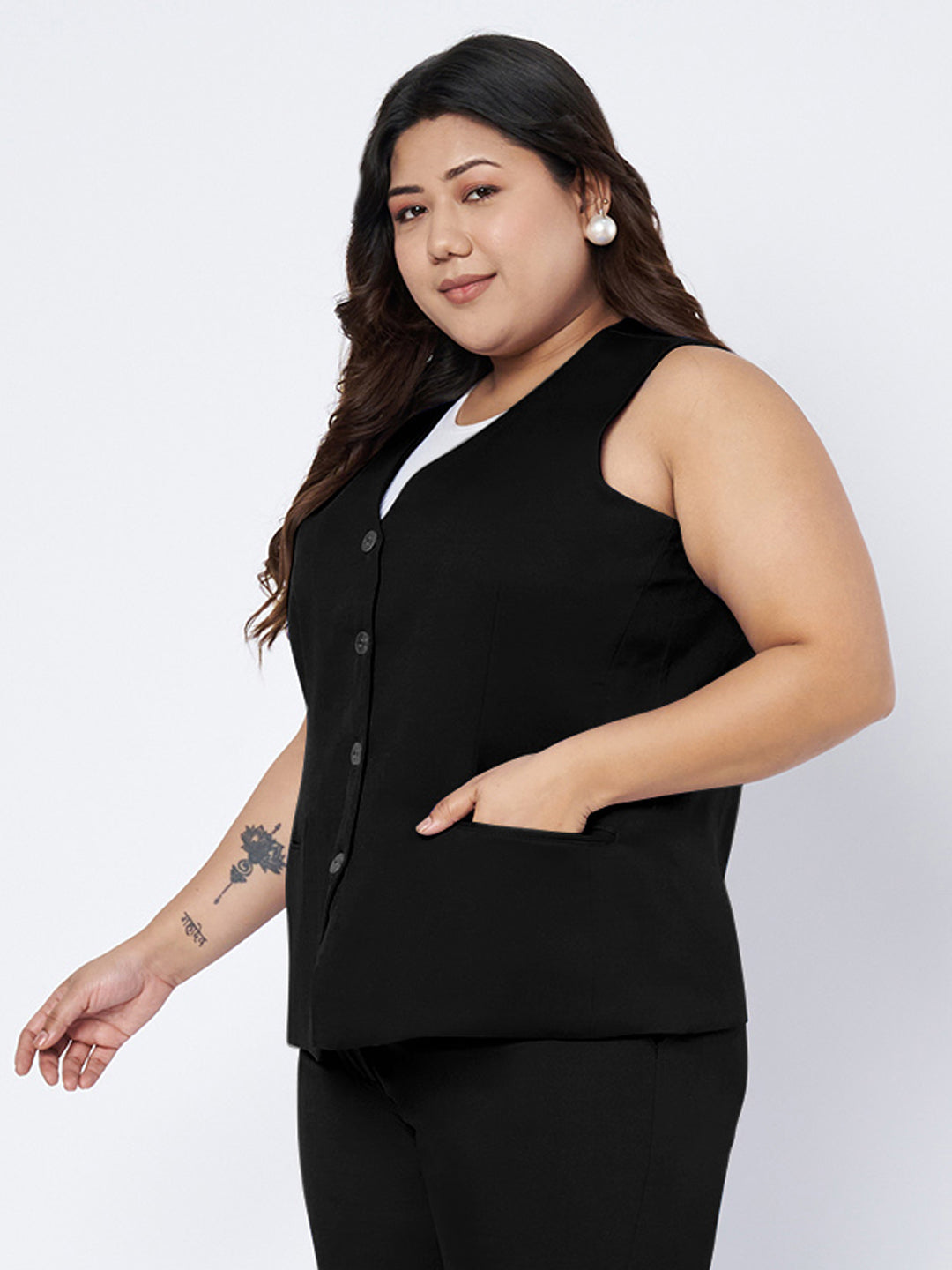 Plus Size Single-Breasted Waistcoat