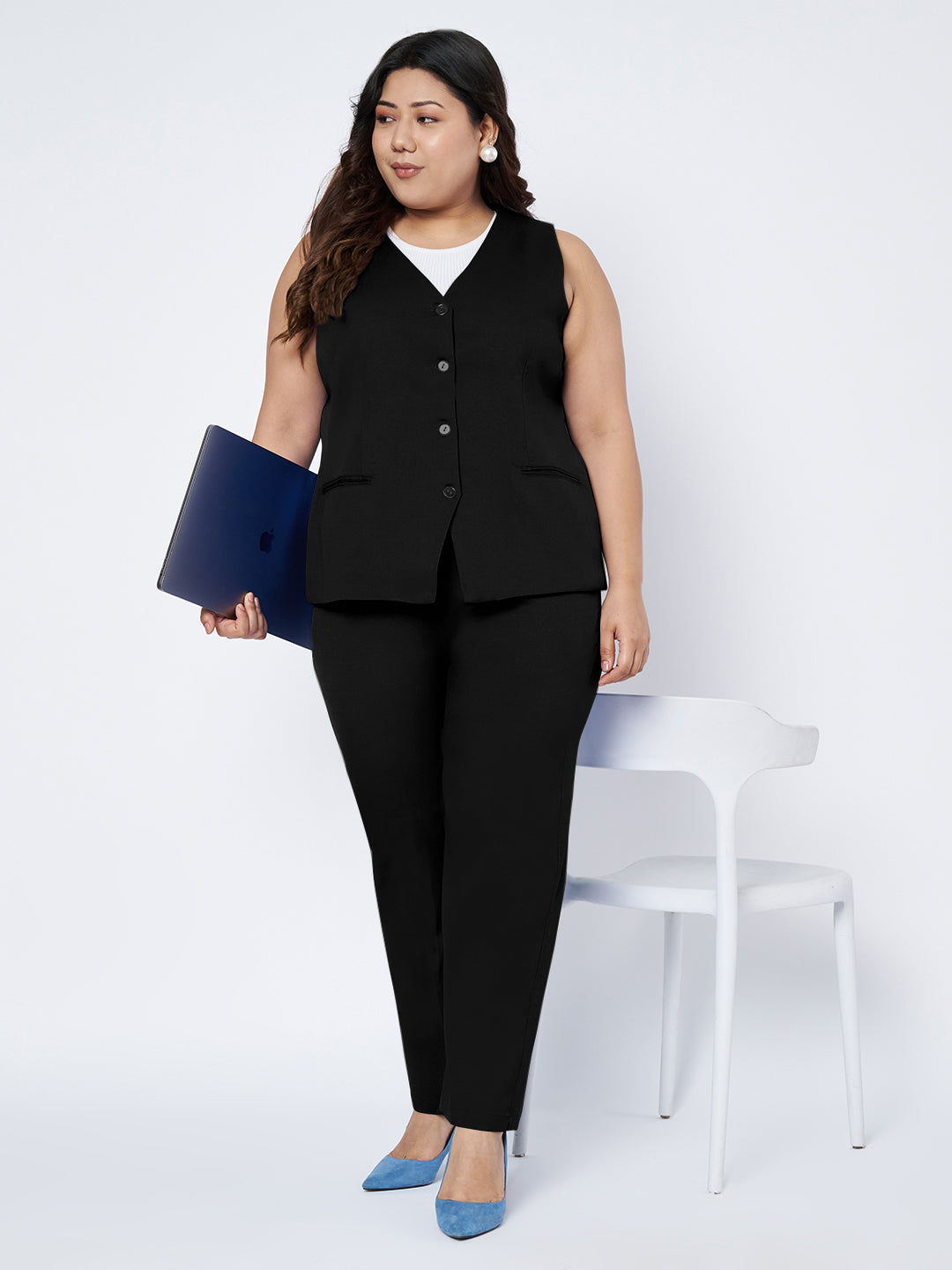 Plus Size Waistcoat With Trousers Two Pieces Suit