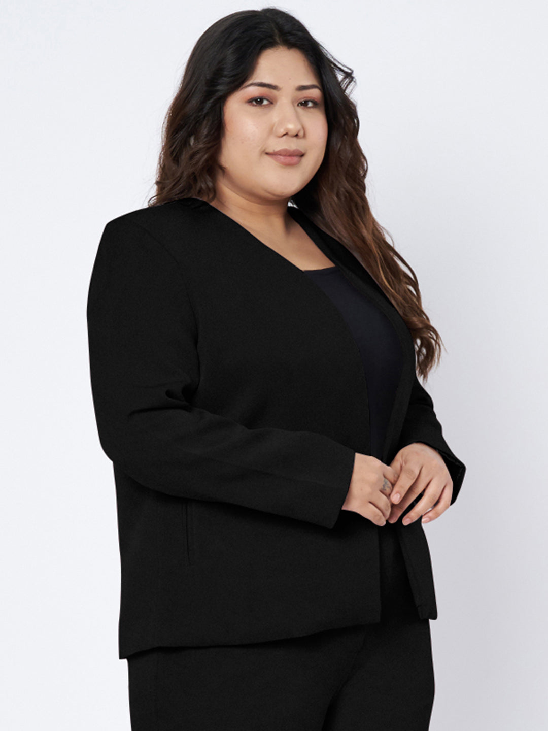 Plus Size Open Front Blazer