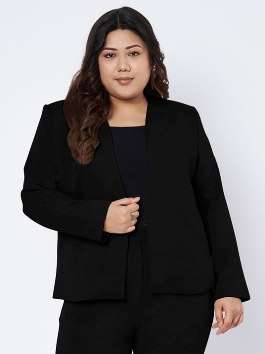 Plus Size Open Front Blazer