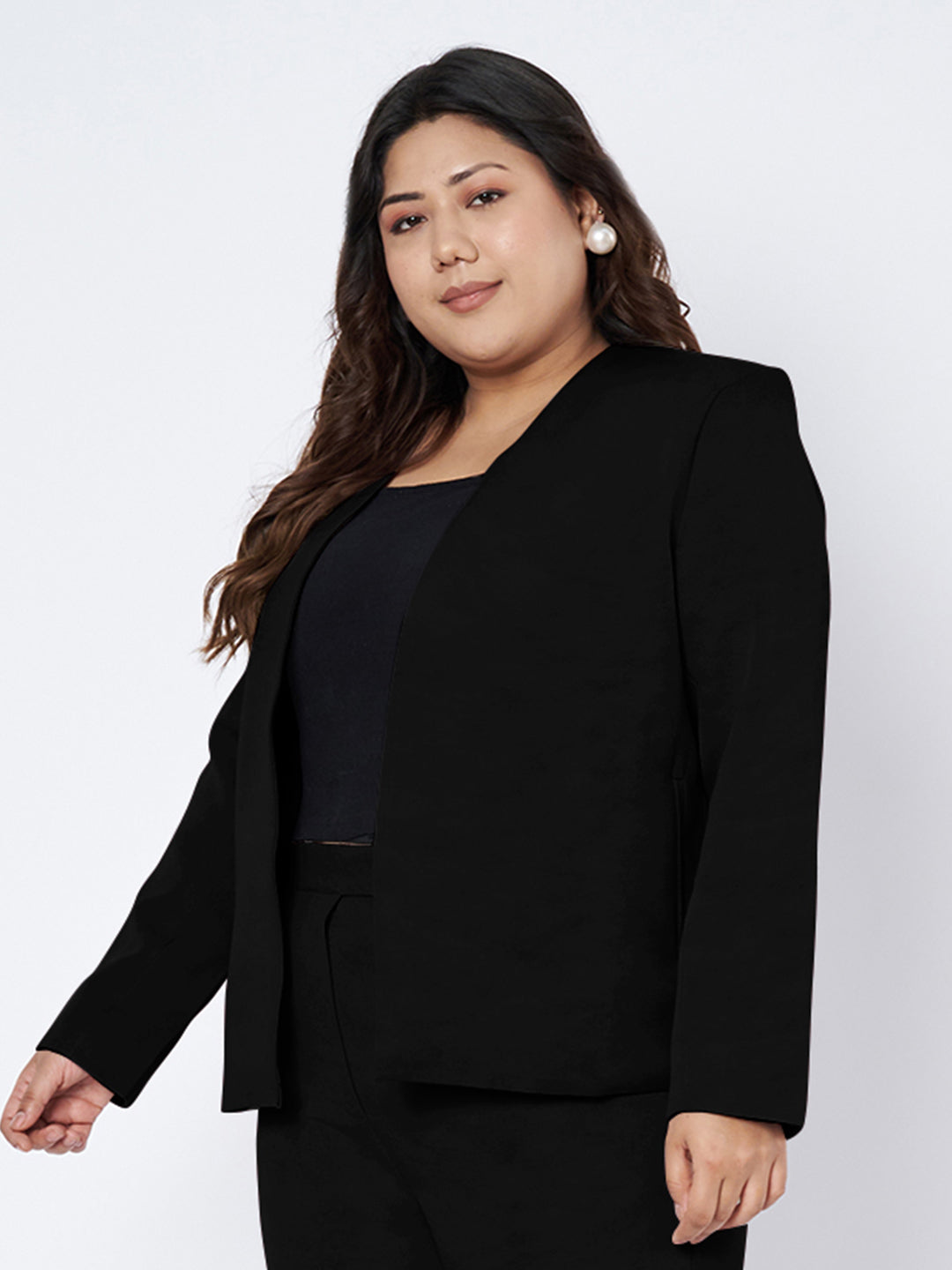 Plus Size Open Front Blazer