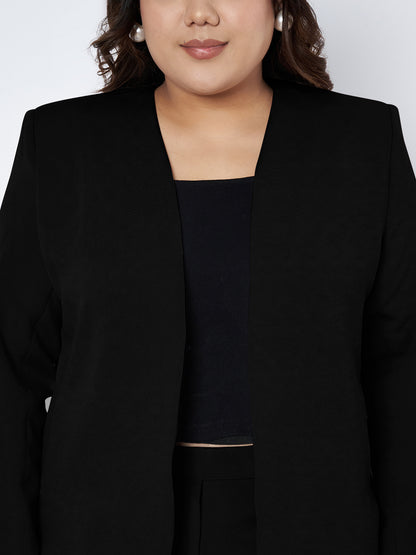 Plus Size Open Front Blazer