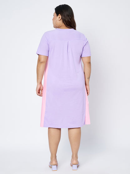 Plus Size Colourblocked Cotton Dress
