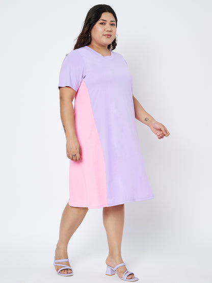 Plus Size Colourblocked Cotton Dress