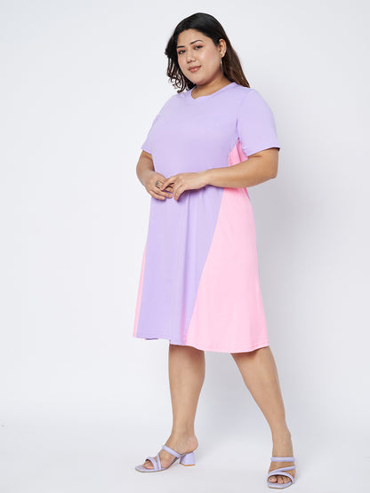 Plus Size Colourblocked Cotton Dress