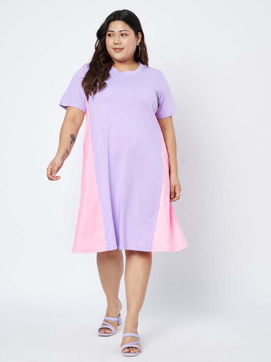 Plus Size Colourblocked Cotton Dress