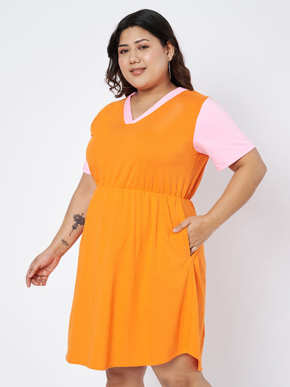 Plus Size Colourblocked Dress