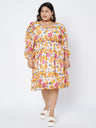 Pluslane Printed Fit & Flare Dress