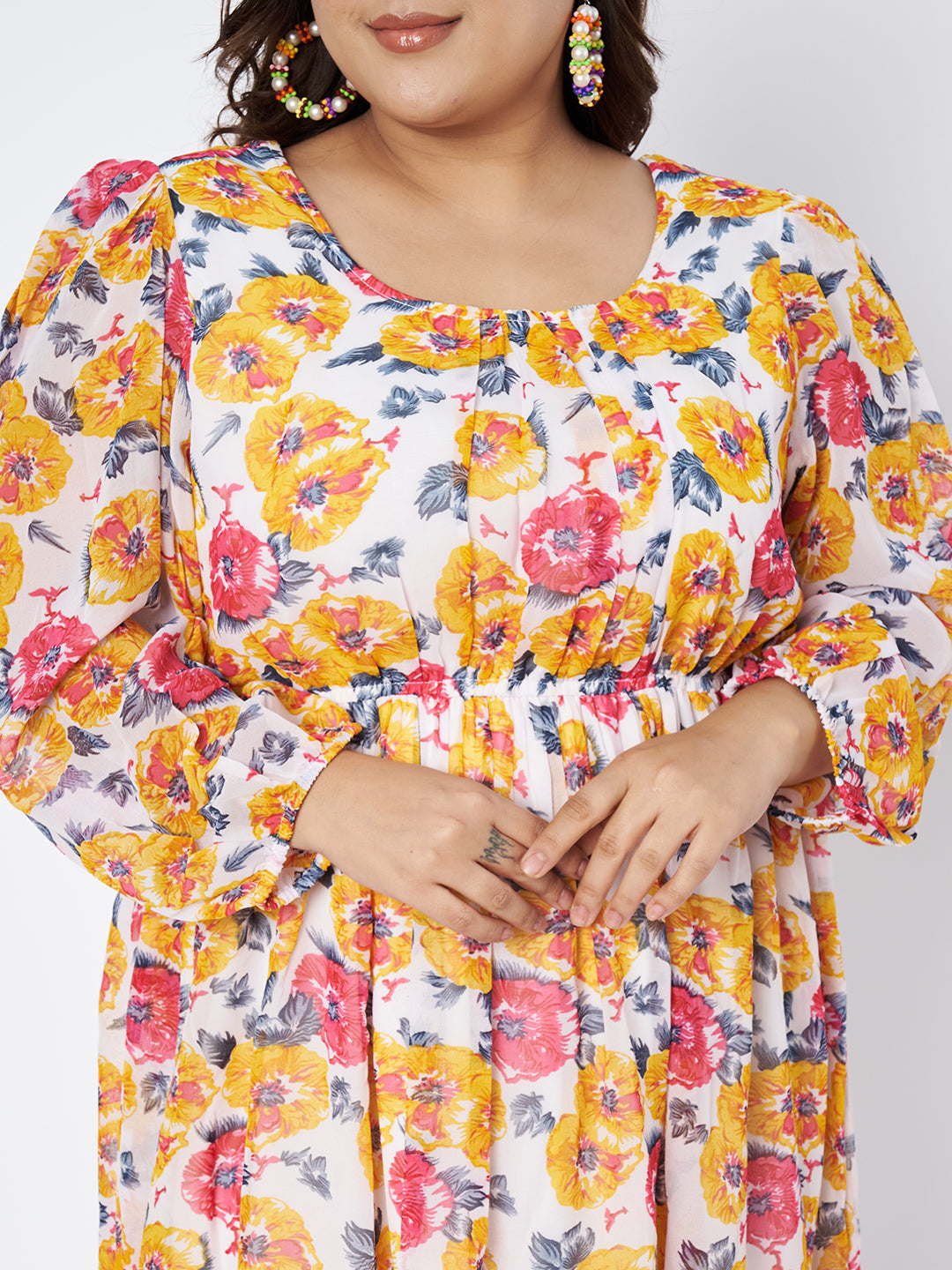 Plus Size Printed Fit & Flare Dress