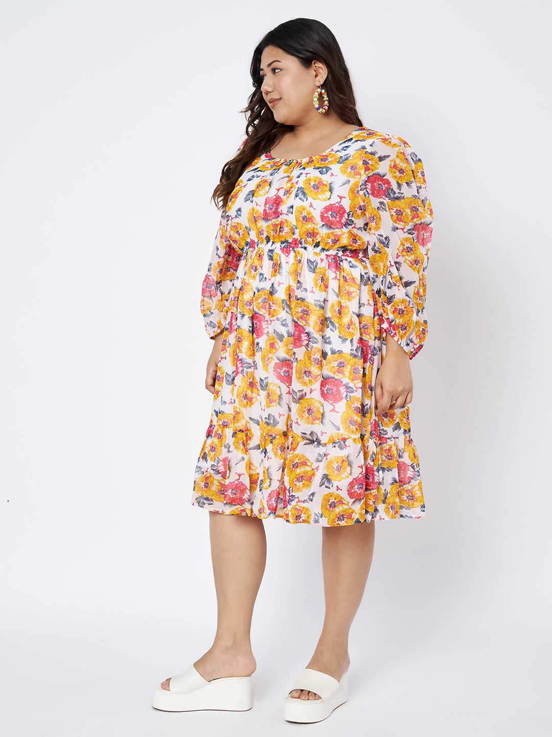 Plus Size Printed Fit & Flare Dress