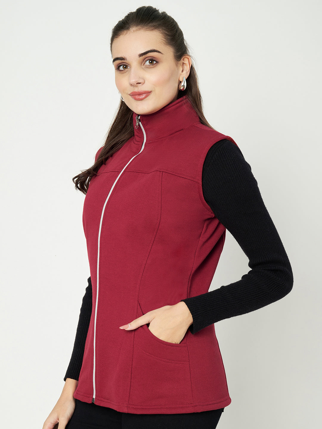 Mock Collar Fleece Tailored Jacket
