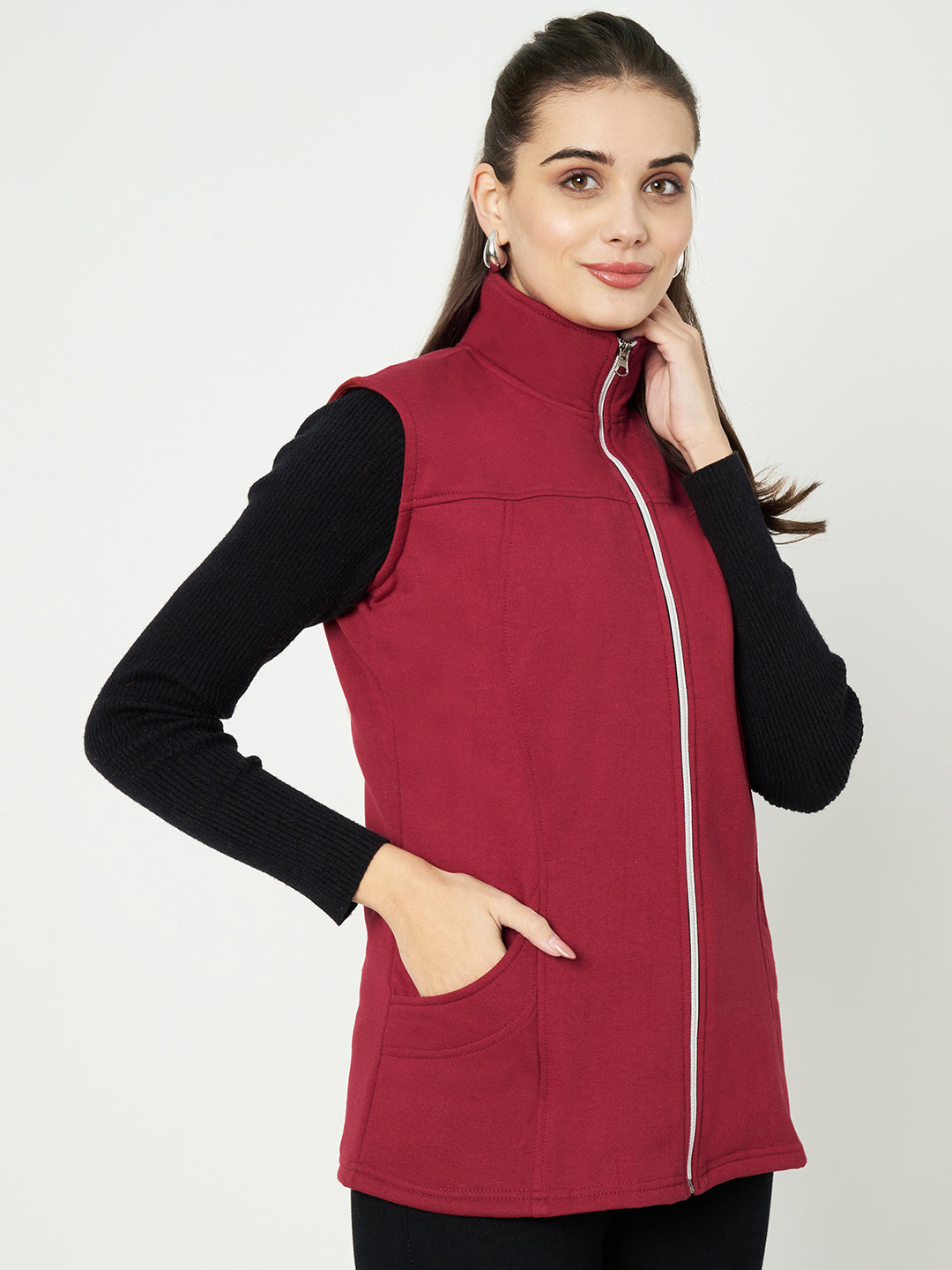 Mock Collar Fleece Tailored Jacket