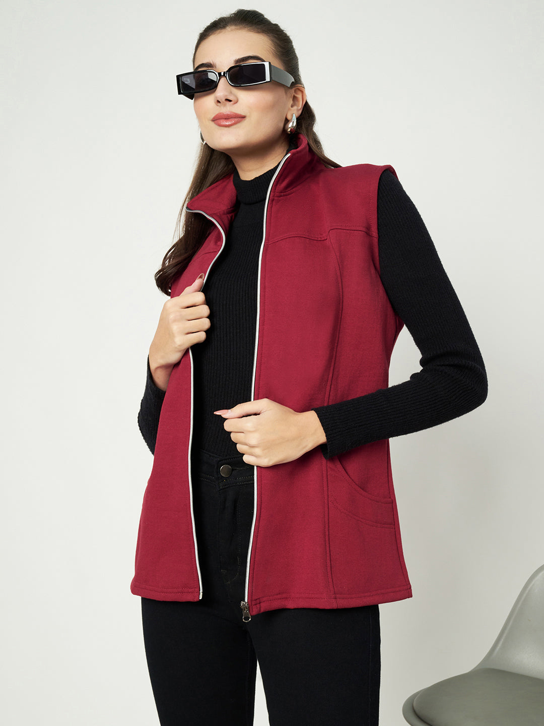 Mock Collar Fleece Tailored Jacket
