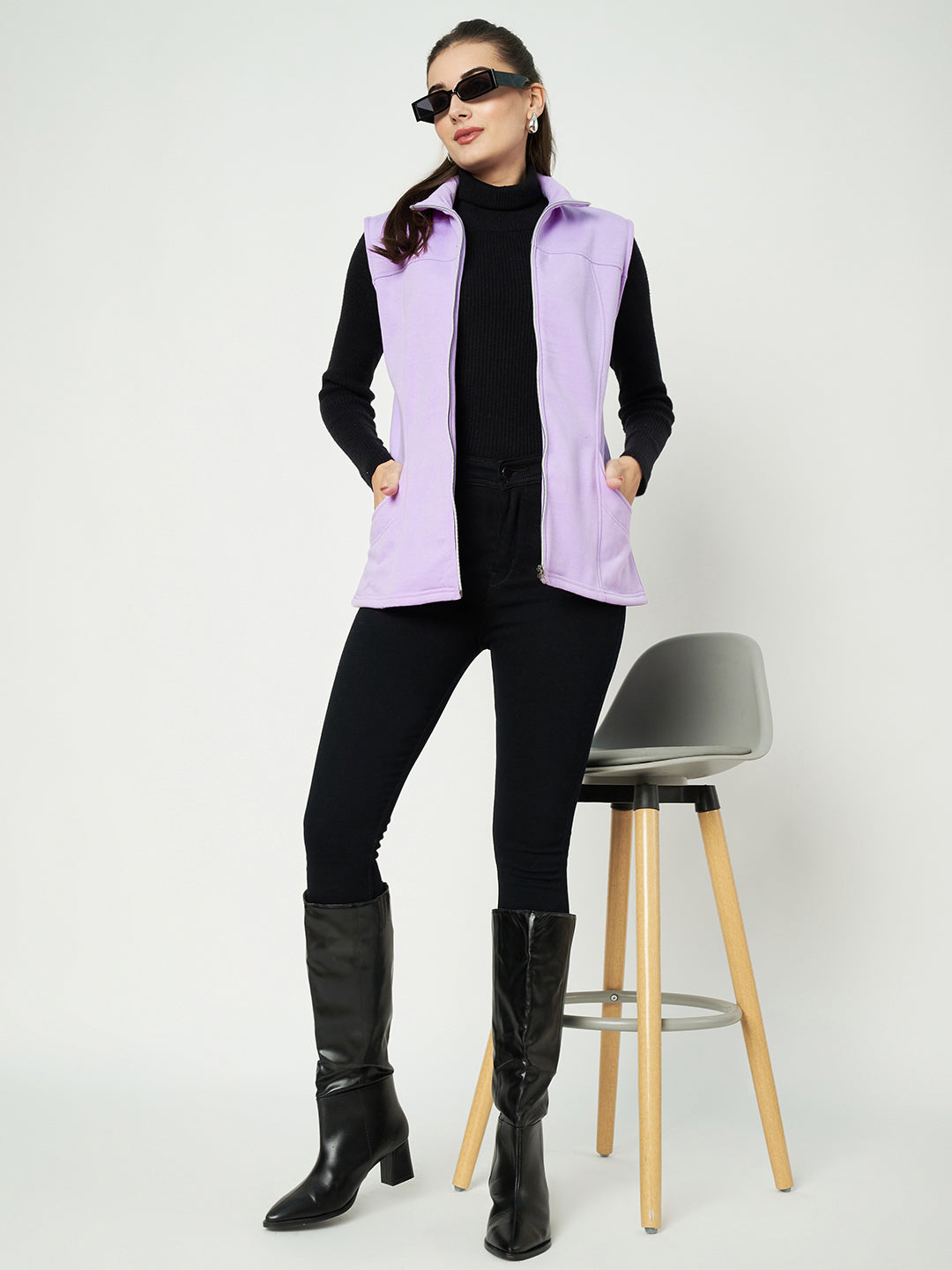 Mock Collar Fleece Tailored Jacket