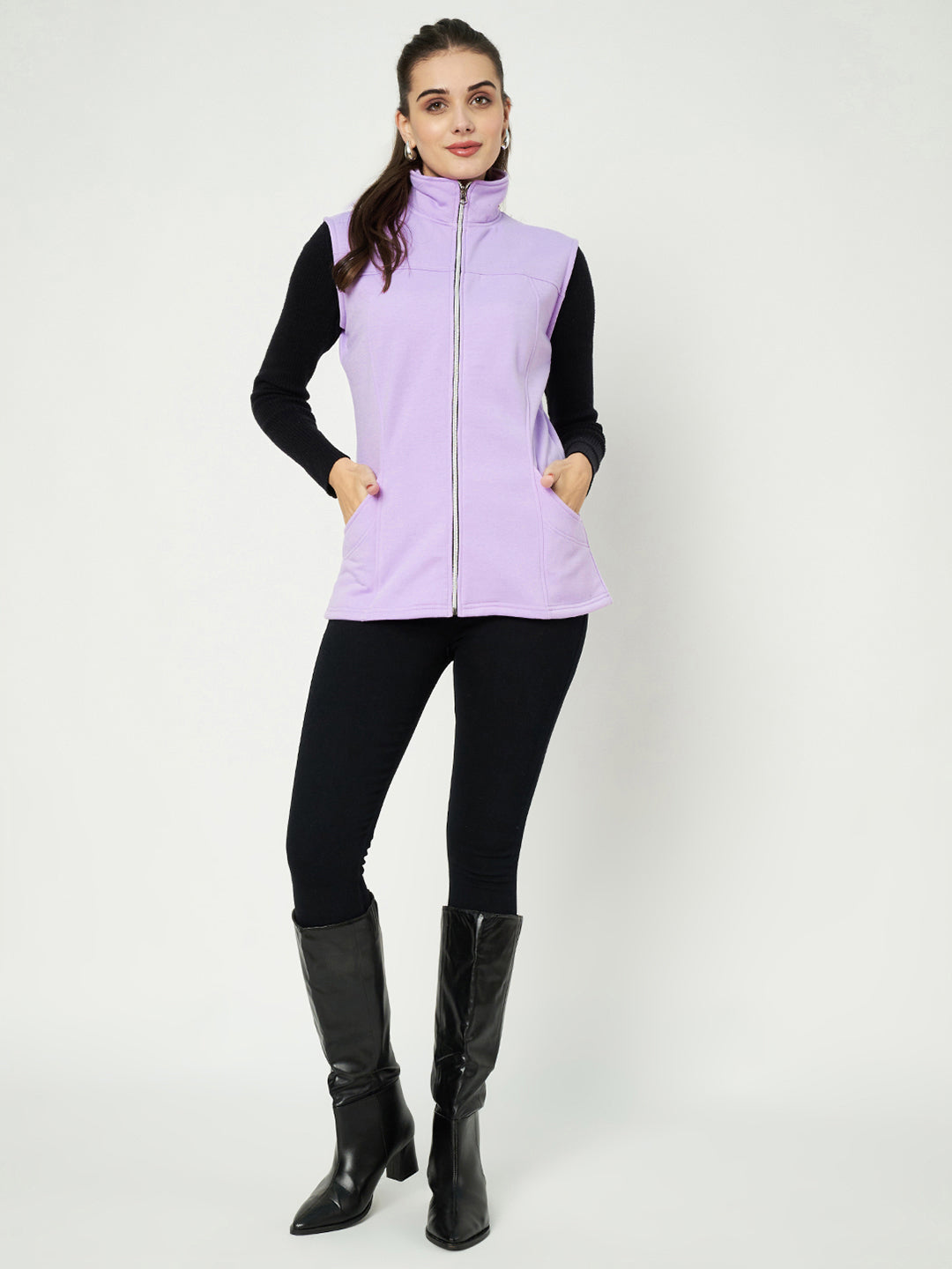 Mock Collar Fleece Tailored Jacket