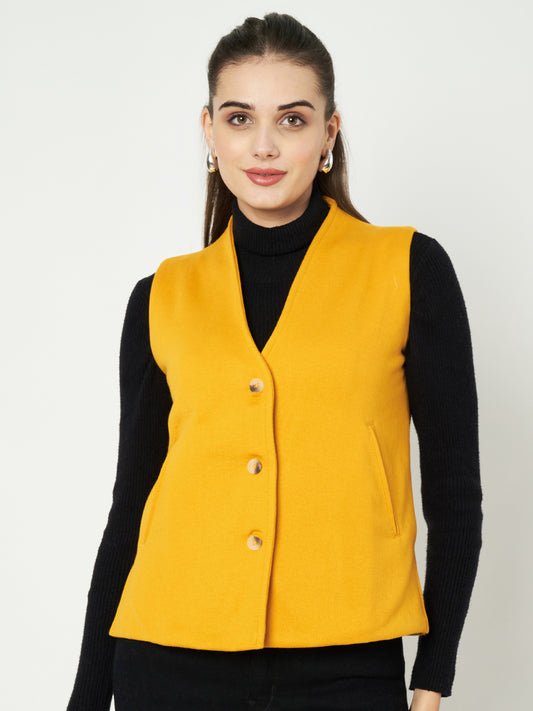 V-Neck Casual Polycotton Fleece Waistcoat with Pockets