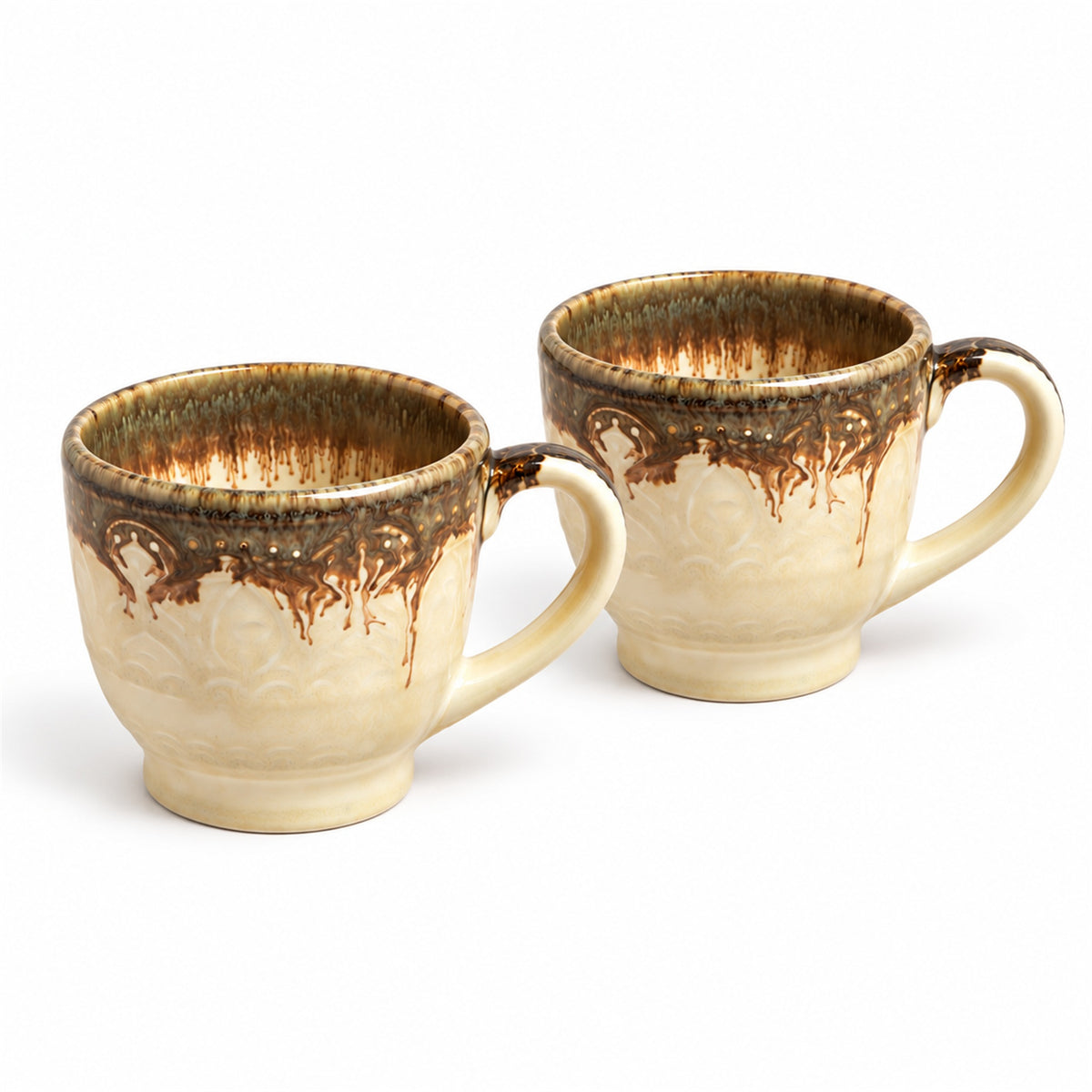Coffee Mugs Set | Cream - Brown | 350 ml