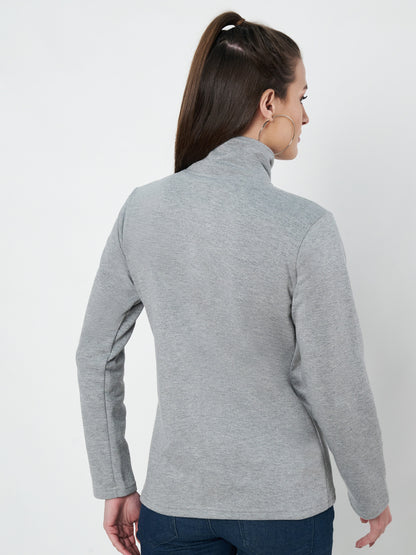 Mock Collar Fleece Front-Open Sweatshirt