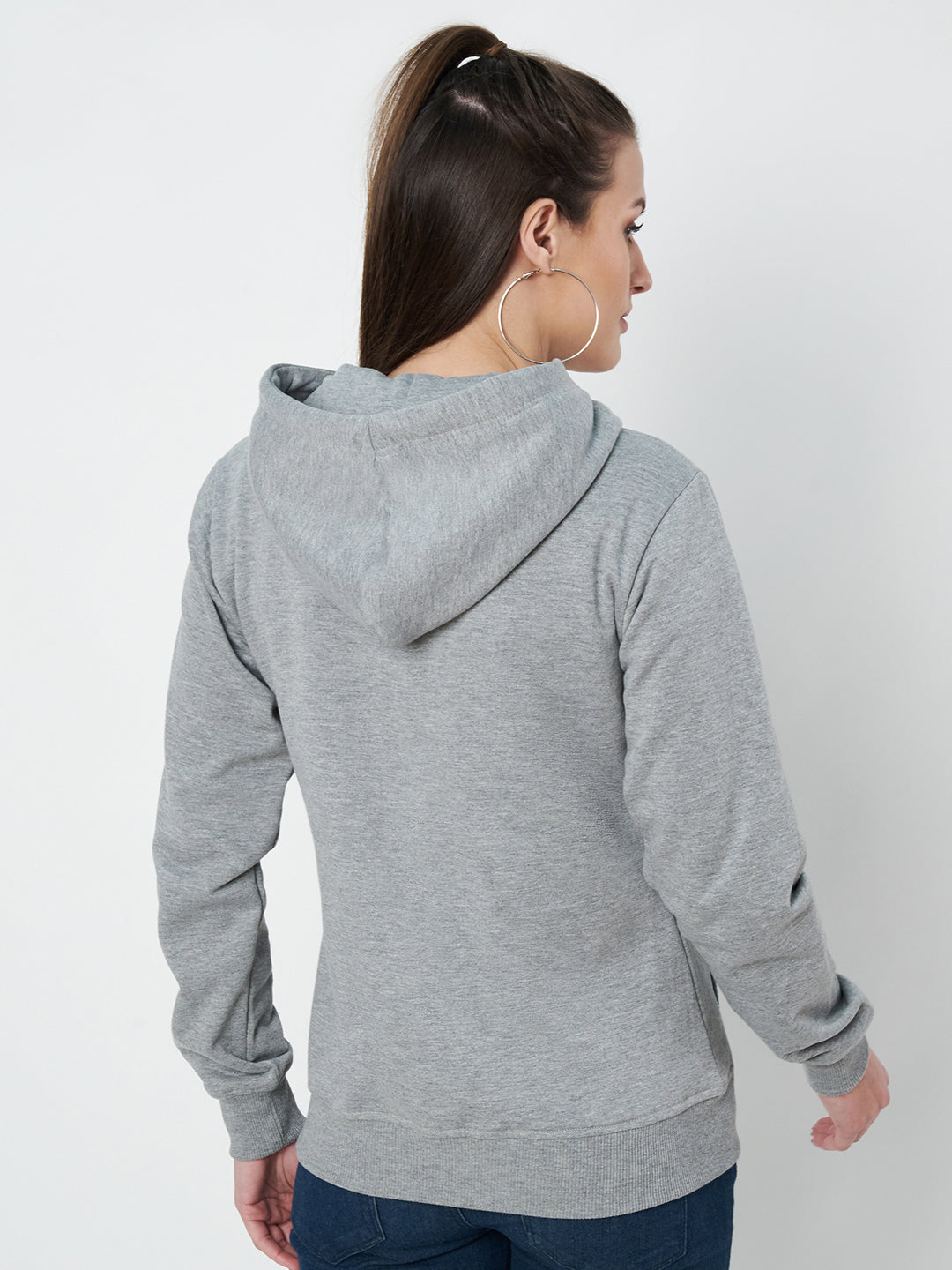 Solid Fleece-Lined Zip-Closure Hooded Sweatshirt with Pockets