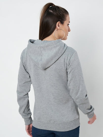 Solid Fleece-Lined Zip-Closure Hooded Sweatshirt with Pockets