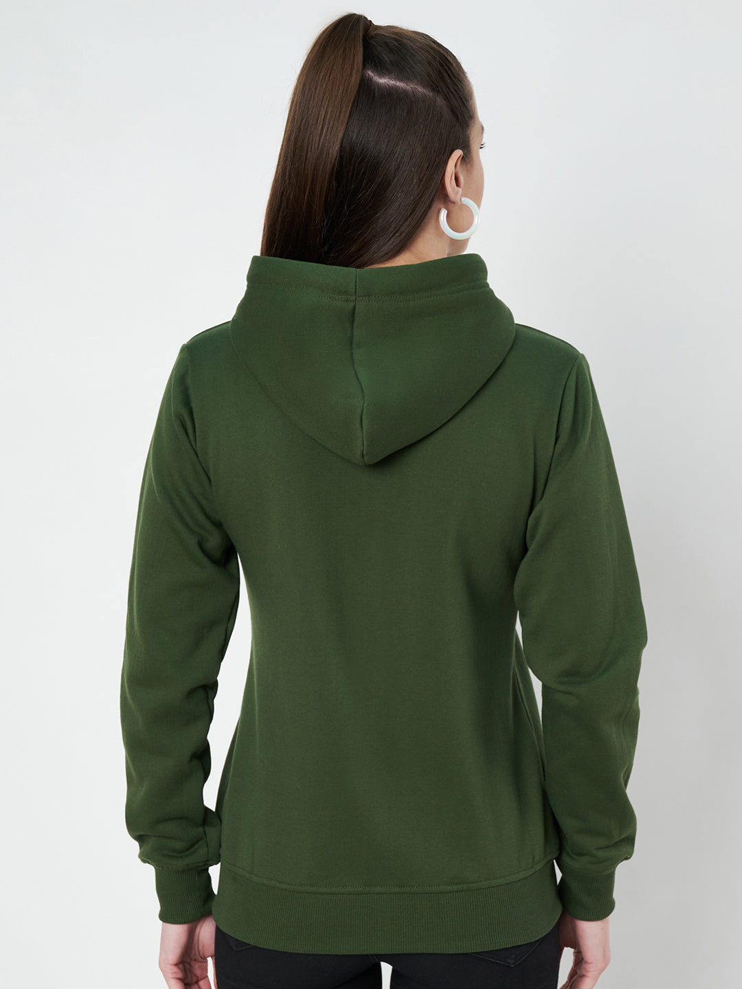 Solid Fleece-Lined Zip-Closure Hooded Sweatshirt with Pockets