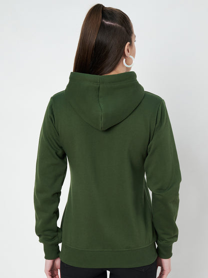 Solid Fleece-Lined Zip-Closure Hooded Sweatshirt with Pockets