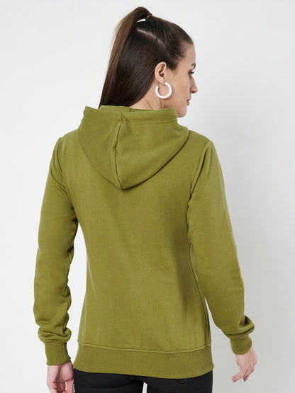 Solid Fleece-Lined Zip-Closure Hooded Sweatshirt with Pockets