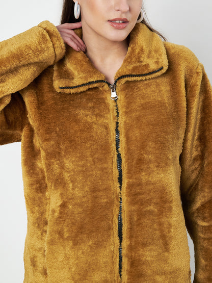 Mock Collar Faux Fur Casual Lightweight Parka Jacket