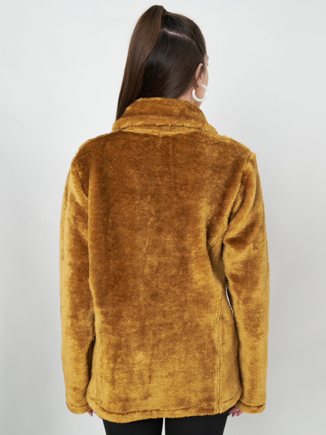 Mock Collar Faux Fur Casual Lightweight Parka Jacket