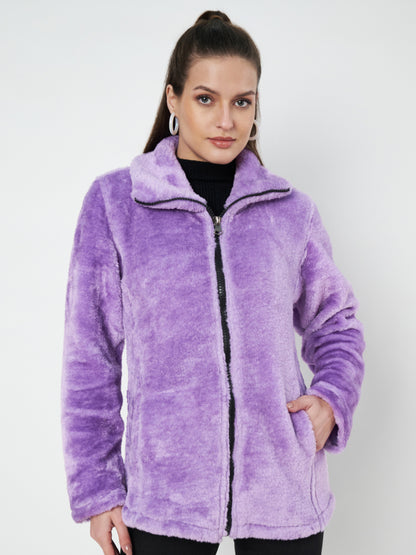 Mock Collar Faux Fur Casual Lightweight Parka Jacket