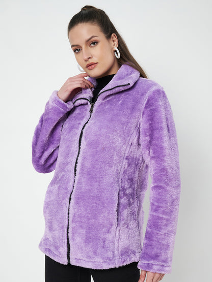 Mock Collar Faux Fur Casual Lightweight Parka Jacket