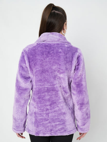 Mock Collar Faux Fur Casual Lightweight Parka Jacket