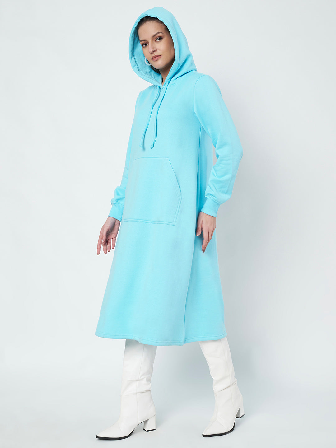 Hooded A-Line Midi Dress