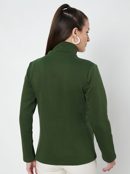Mock Collar Fleece Front-Open Sweatshirt