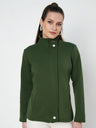 Mock Collar Fleece Front-Open Sweatshirt