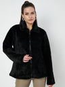 Mock Collar Faux Fur Casual Lightweight Parka Jacket