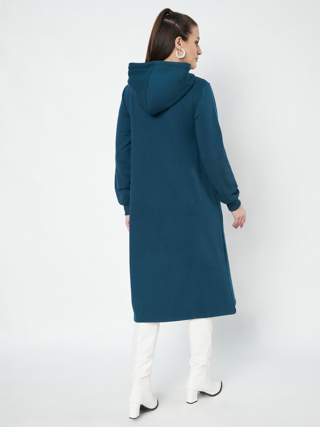 Hooded A-Line Midi Dress