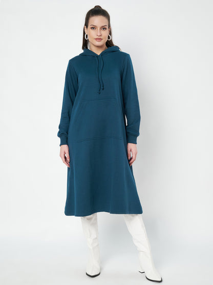 Hooded A-Line Midi Dress