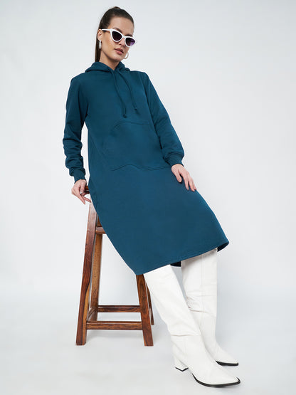 Hooded A-Line Midi Dress