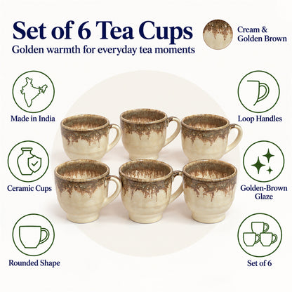Coffee Mugs Set | Cream - Brown | 350 ml