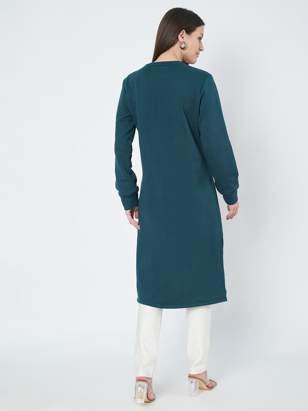 A-Line Dress with V-Neck Split Mandarin Collar