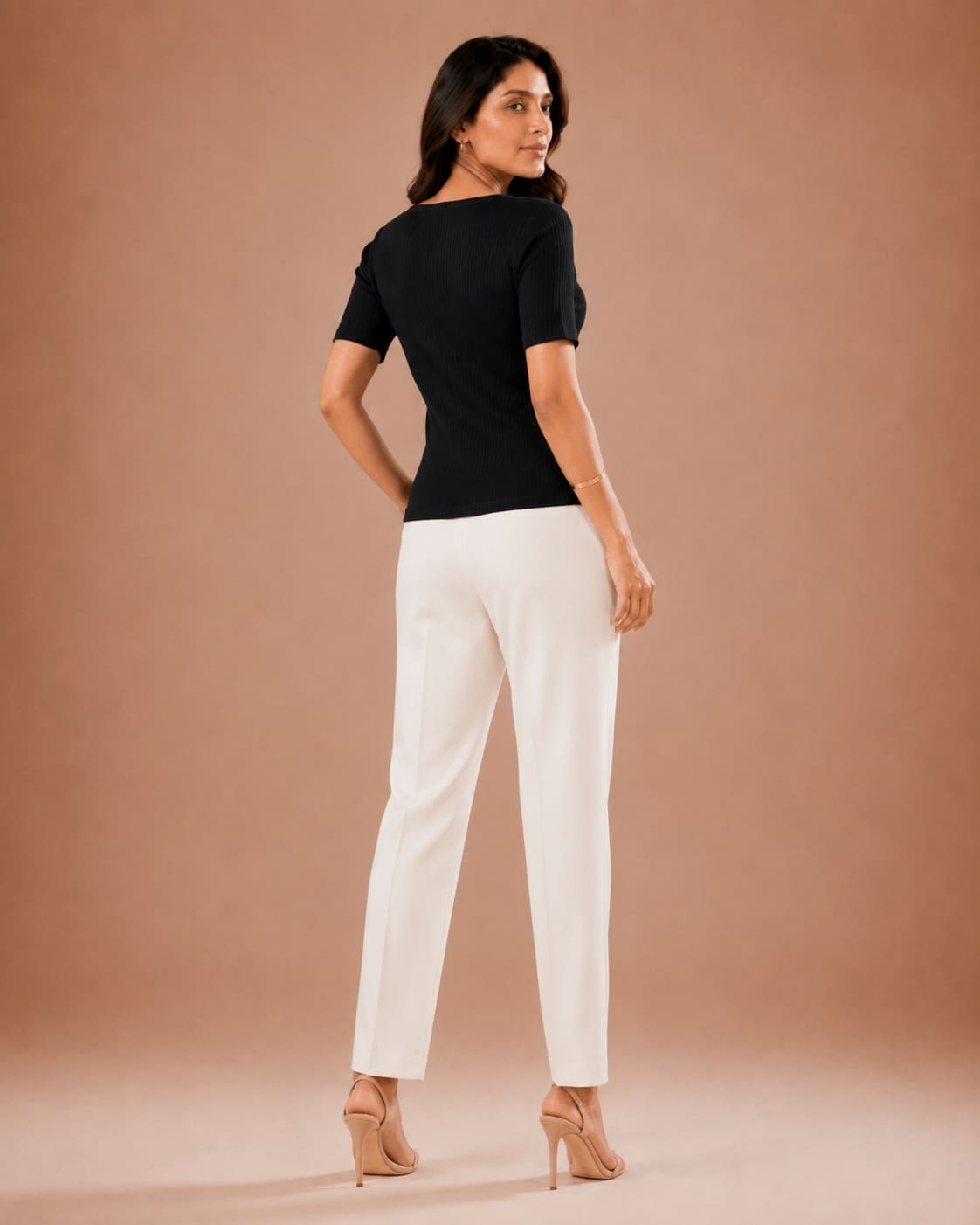 Ribbed Square Neck Fitted Top