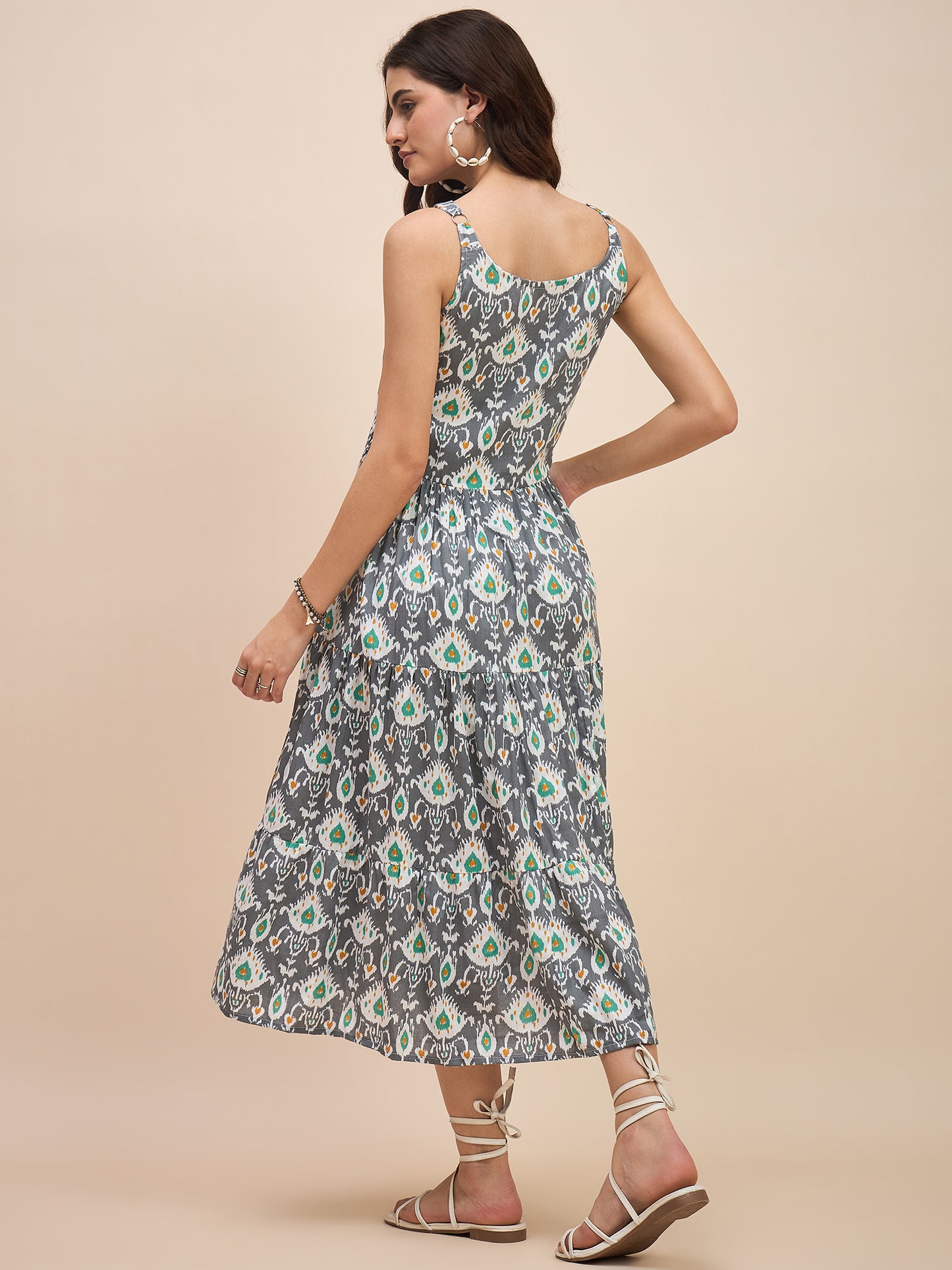 Tiered Fit & Flare Midi Dress