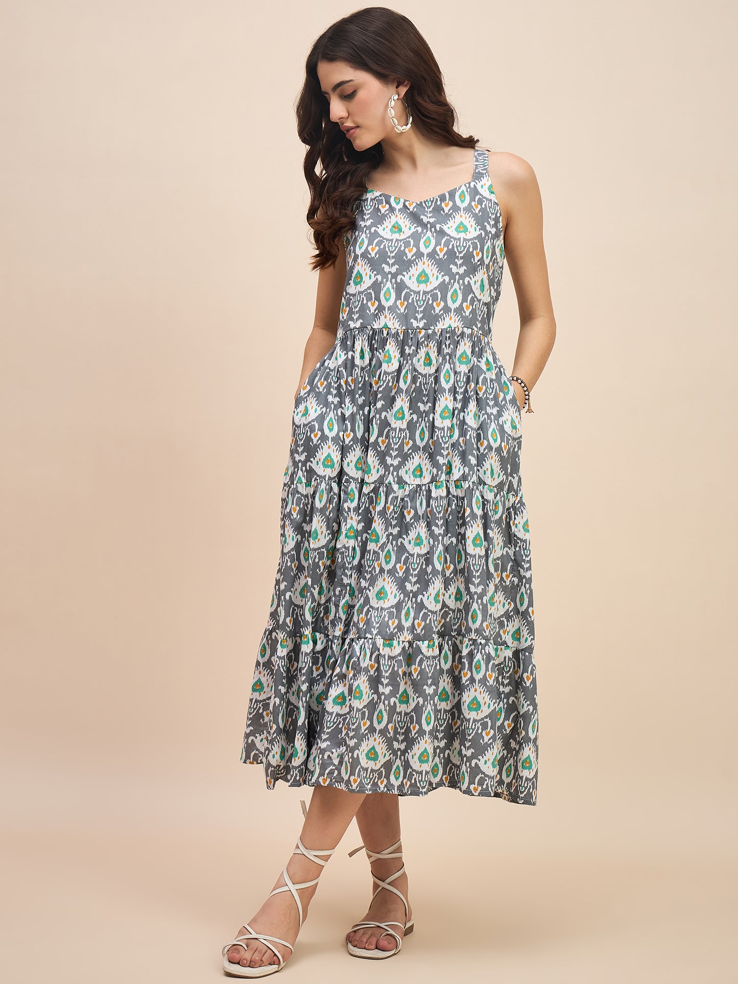 Tiered Fit & Flare Midi Dress
