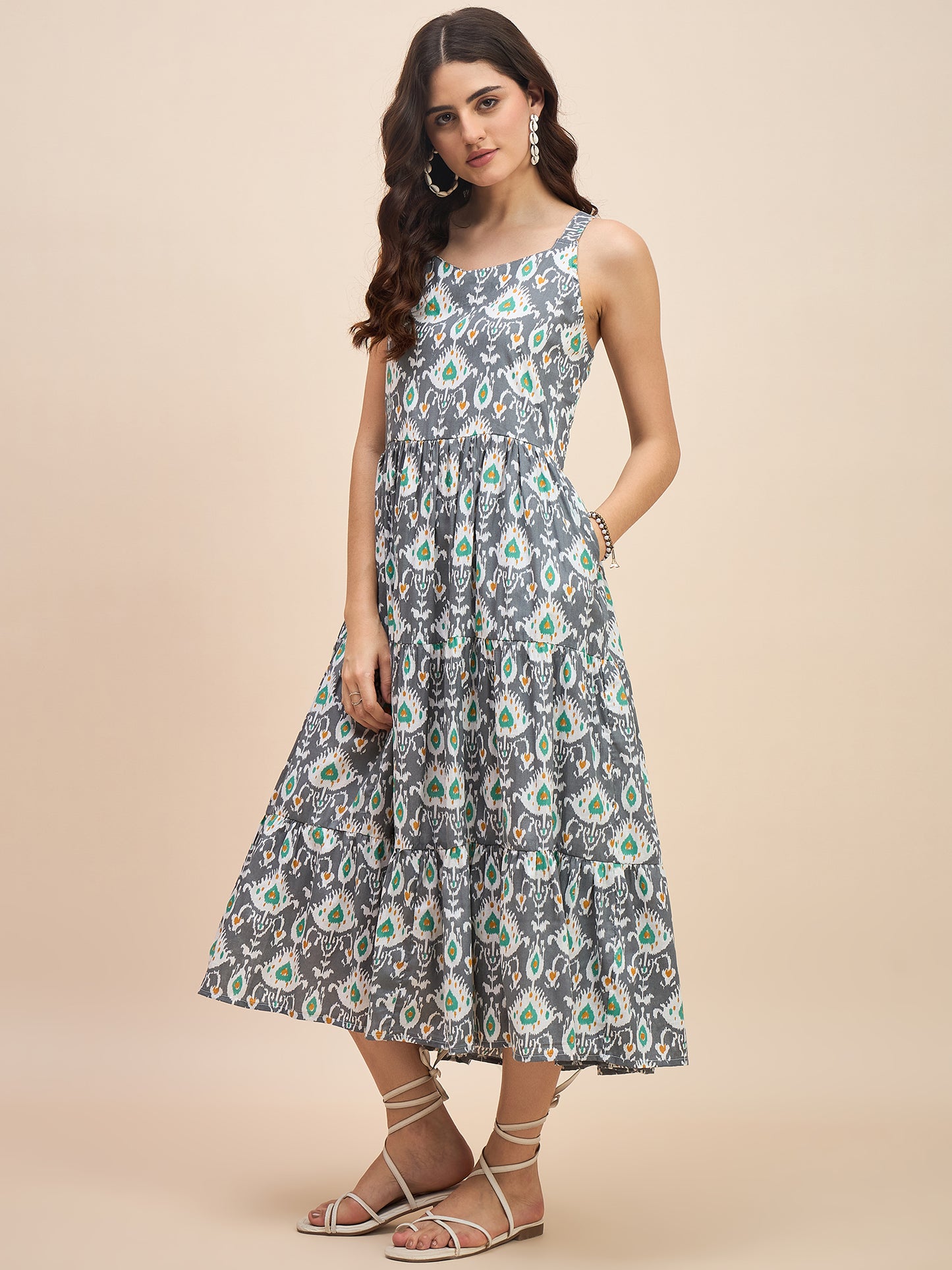 Tiered Fit & Flare Midi Dress