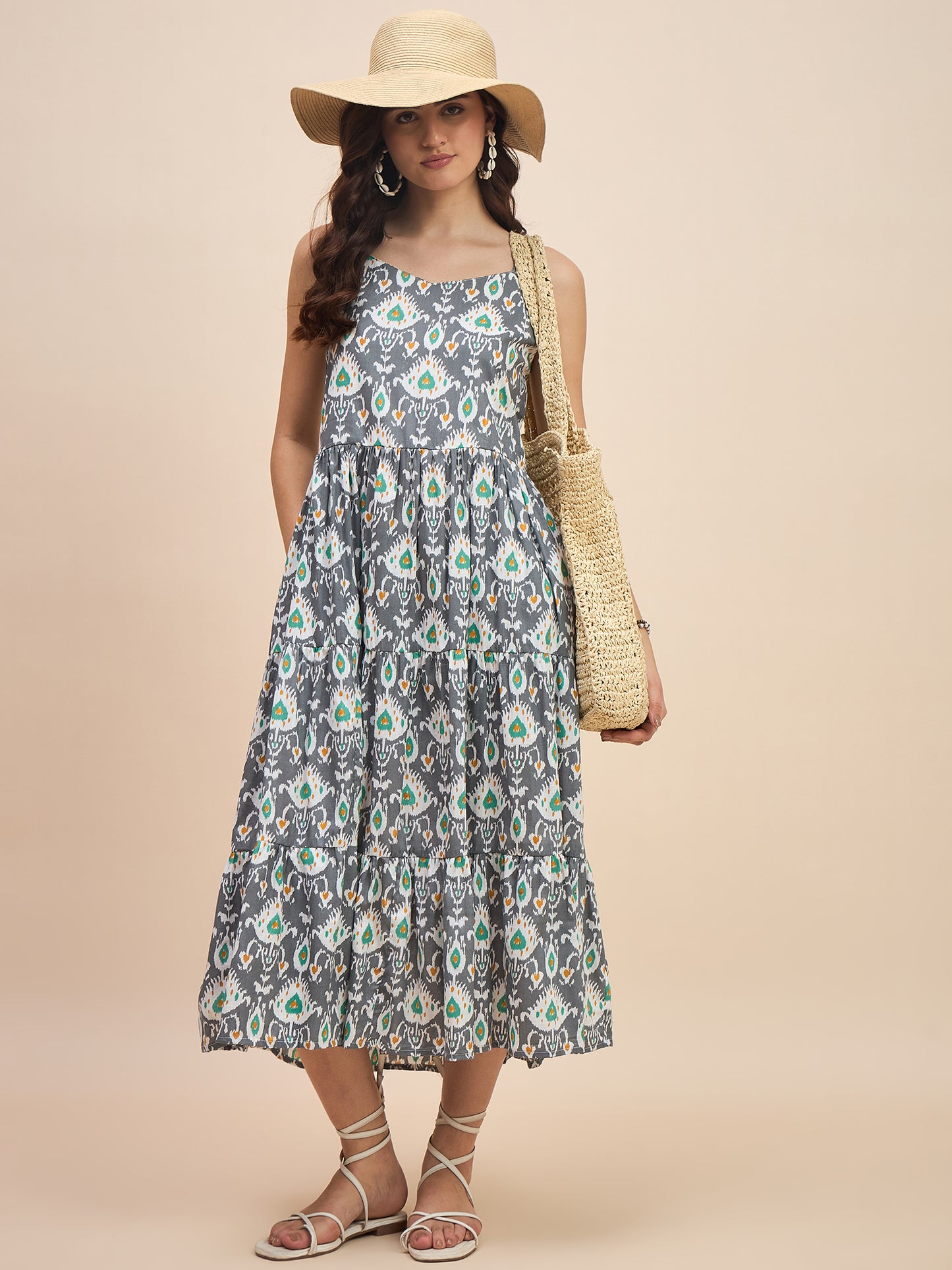 Tiered Fit & Flare Midi Dress