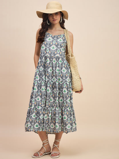 Tiered Fit & Flare Midi Dress