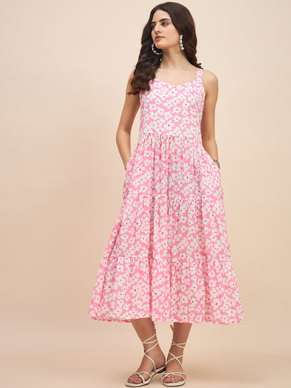 Tiered Fit & Flare Midi Dress
